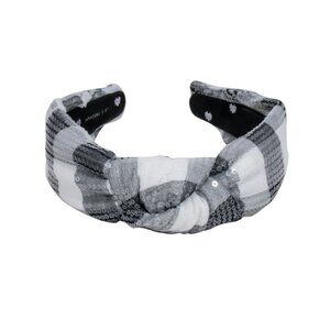 NWT Lele Sadoughi Gray Buffalo Sequin Check Knotted Headband - OS